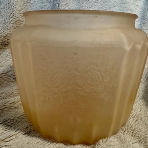 Vintage Pink Floral Ribbed Depression Glass Jar / Vase