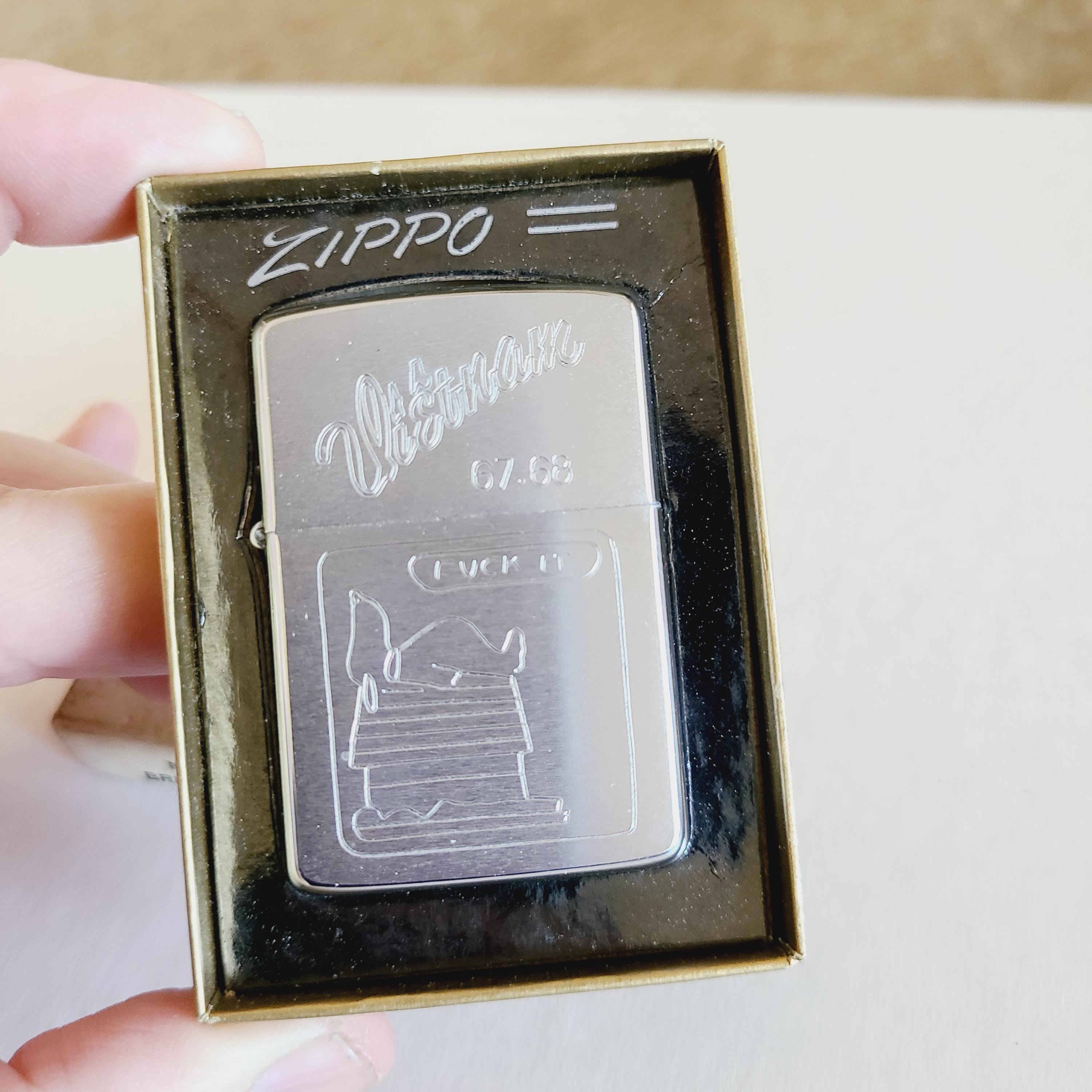 Vintage 1967 Zippo Lighter: Vietnam Snoopy Engraving, Original Box