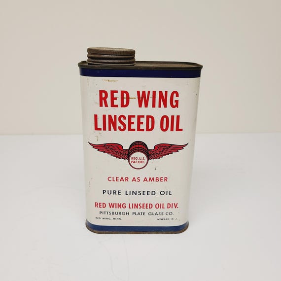 Vintage 1960s Red Wing Linseed Oil Can: Pittsburgh Plate Glass Graphics