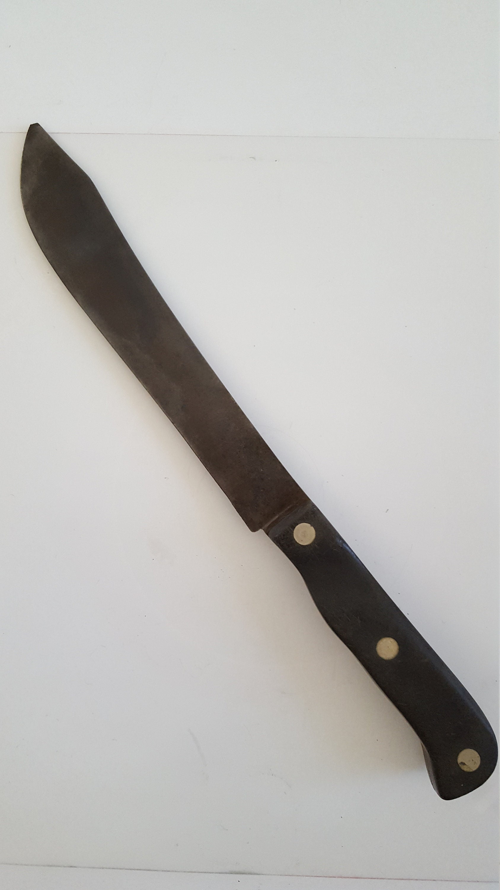 Vintage Circa 1940's Large Size Butchering or Carving Knife, Unmarked Full  Tang Sharp Blade Possibly Made by Cutco 
