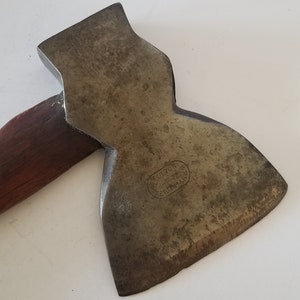 Antique circa 1890's to 1927 Fulton "Merit Mark" hewing hatchet, Jersey pattern well used clean condition 2.8lbs with 41/4" cut Sears brand