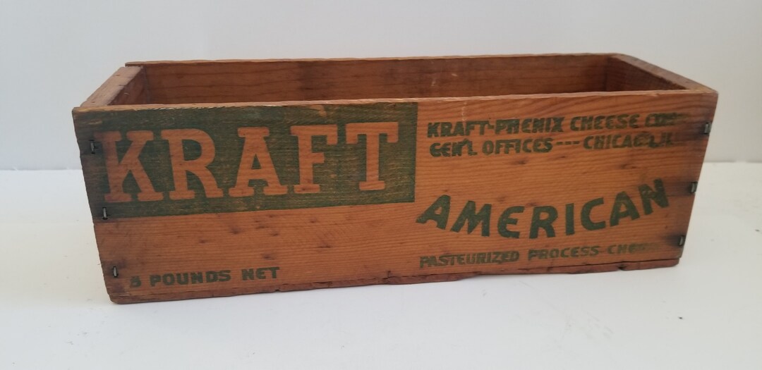 Vintage 1960's Kraft American Cheese Box, Butt Joint Construction Good