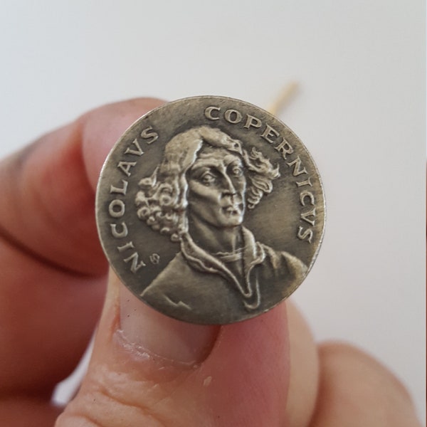 Vintage circa 1970's tie tack of Nicolaus Copernicus, Mathematician, Astronomer, Theologian