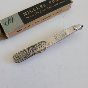 Vintage 1950&#39;s Millers Forge No.720 &quot;Cuti-Clip&quot; nail clippers and file highly ornate with excellent look and useful, original box