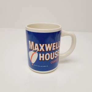 Vintage 1960er Jahre Marke Maxwell House Kaffeebecher / Tasse, sauber, keine Chips, einige Haarrisse 3 5/8 &quot;hoch, ca 3&quot; im Durchmesser Gut bis zum letzten Tropfen