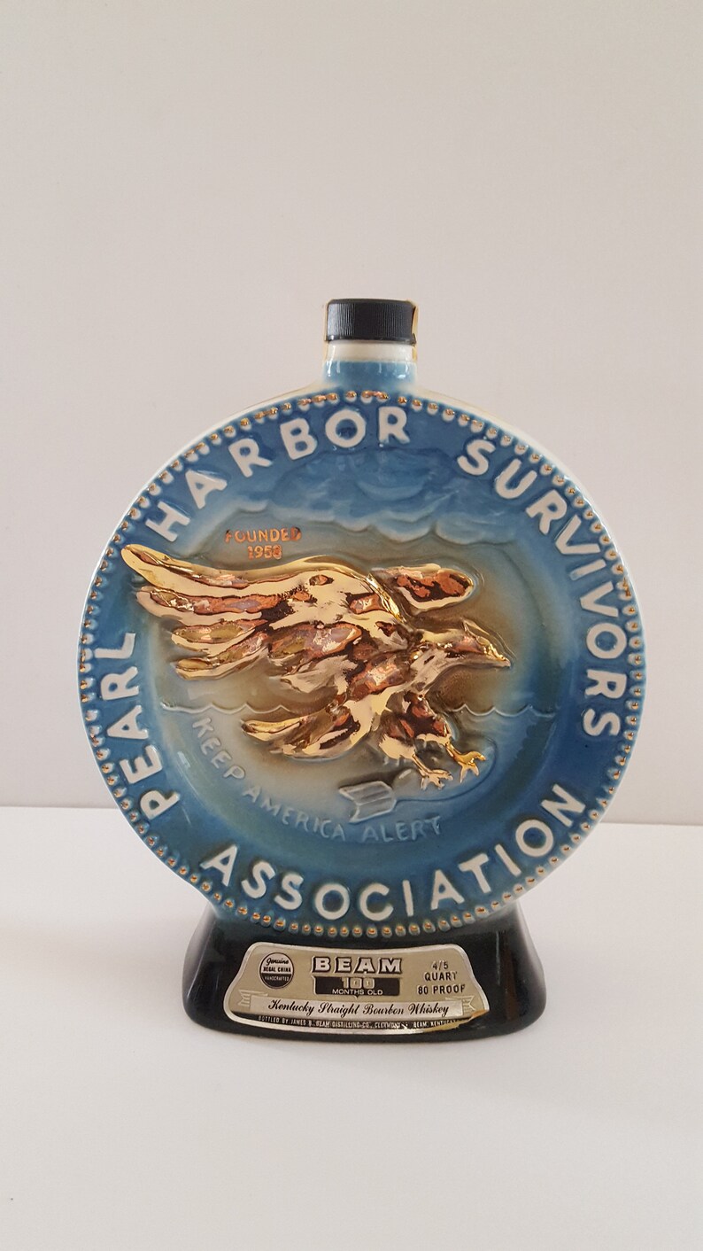 Vintage 1976 Jim Beam Whiskey Decanter Pearl Harbor Survivors Etsy