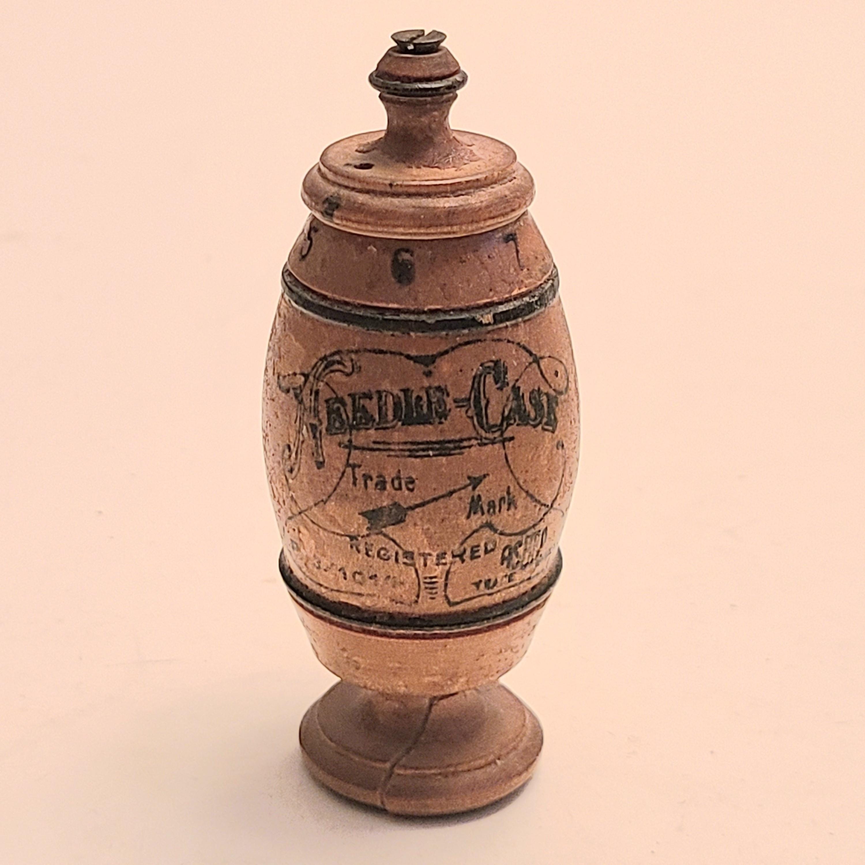 Antique 1890s Wooden Sewing Needle Holder: German Made