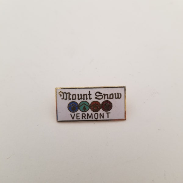 Vintage circa 1980's Mount Snow Vermont enamel pin, ski area measures 1" x 1/2"