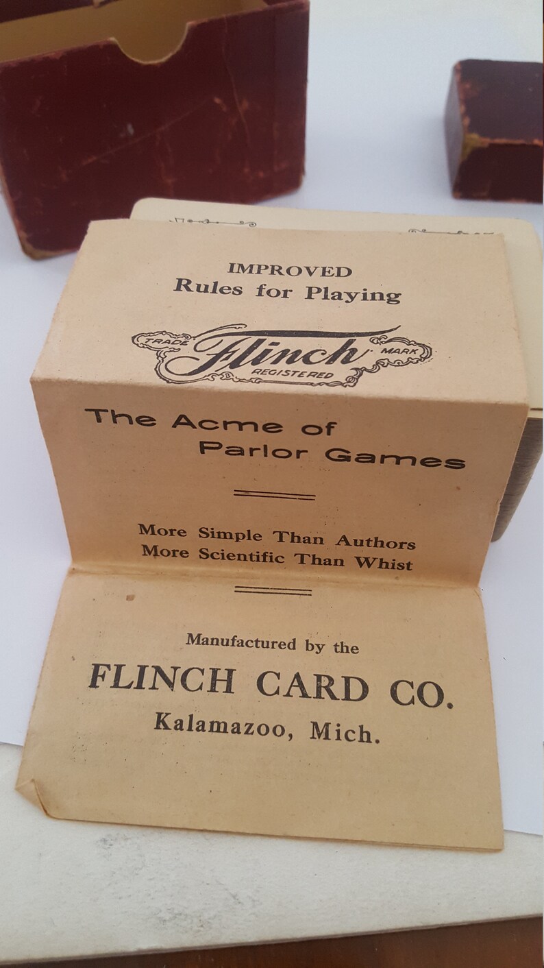 Antique Circa 1913 Boxed Card Game Flinch Kalamazoo Michigan Etsy