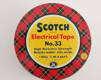 Vintage circa 1960's Scotch No.33 Electrical Tape High Dielectric Strength Resists water, oils, acids near full roll