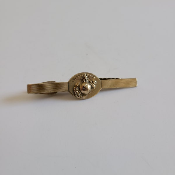 Vintage USMC Eagle Globe and Anchor uniform tie bar/tie clip gold brass measures 2 1/2" United States Marine Corps 1960's unmarked