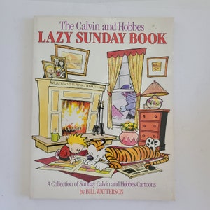 Vintage printing from 1989 The Calvin & Hobbes Lazy Sunday Book by Bill Watterson, good condition large soft cover