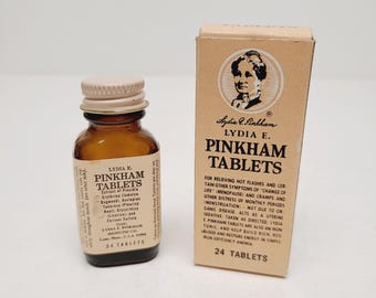 Vintage circa 1960's Lydia E. Pinkham Tablets empty bottle with original box