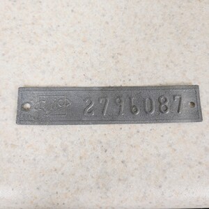 Antique Buick Zinc Data Plate: 1913-1930, Collectible Auto Part