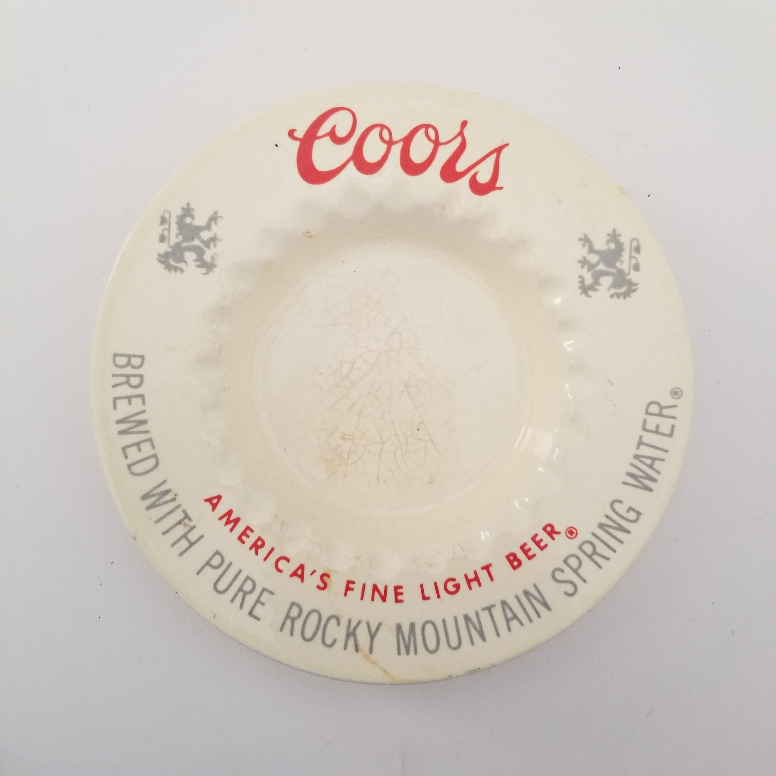 Vintage mid 1950's Coors Beer ashtray, rare version made by Coors in  Golden, Colorado 6 some crazing but no chips or cracks - Etsy België