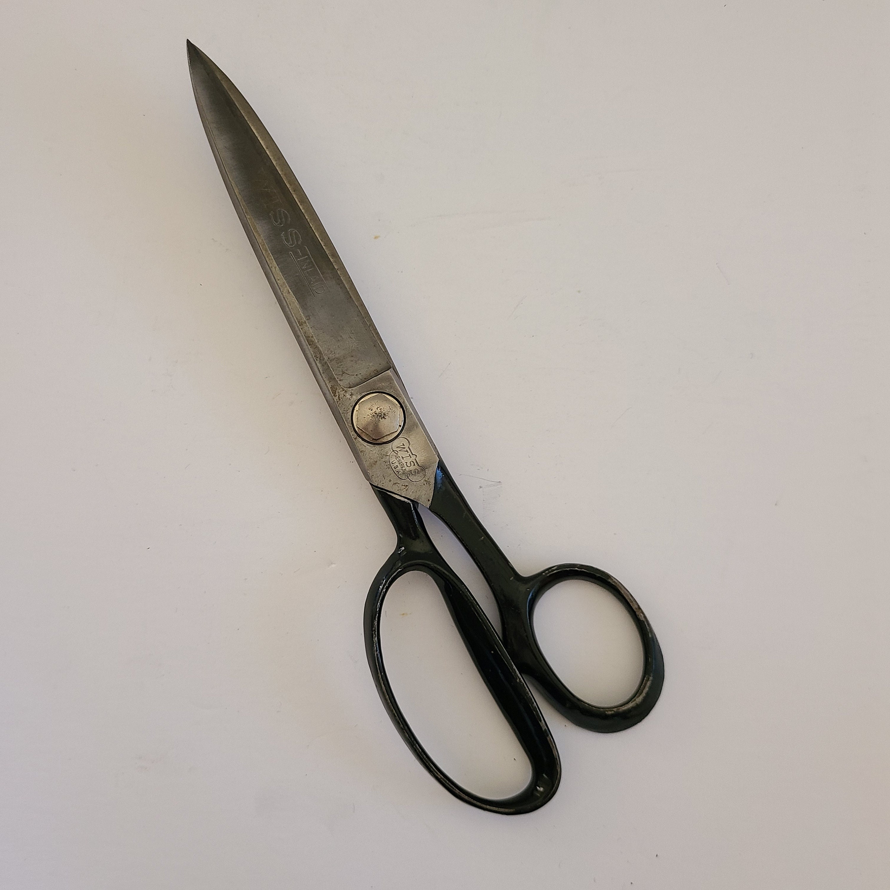 vintage WISS industrial shears No.30 inlaid USA made steel forged 10.5  scissors