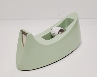 Vintage circa 1970's Scotch brand Decor C-15 Tape Dispenser in light green color, designed for transparent tape