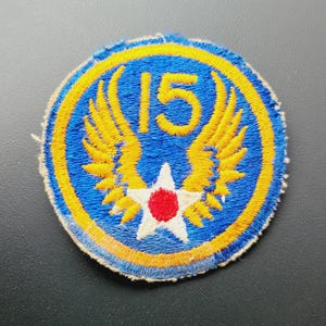 Vintage WWII era 15th Air Force embroidered uniform shoulder patch, used condition