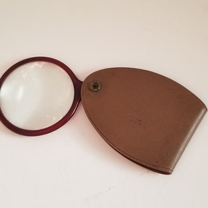 Vintage Small Size Magnifying Glass, Metal Frame With Plastic Mid Century  Handle. Marked I.K. Japan 2 Diameter Glass With Detail Spot 