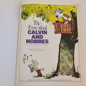 Vintage 2nd printing from 1989 The Essential Calvin & Hobbes by Bill Watterson, good condition large soft cover