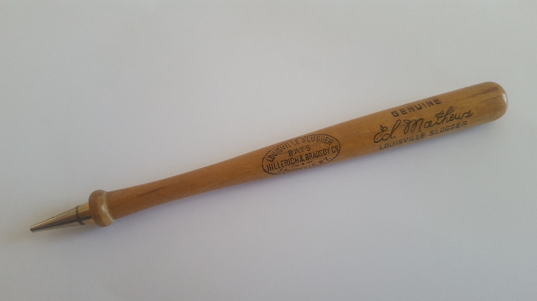 Vintage Circa 1960 Souvenir Wooden Bat Mechanical Pencil Ed Matthews Milwaukee Braves, Hillerich