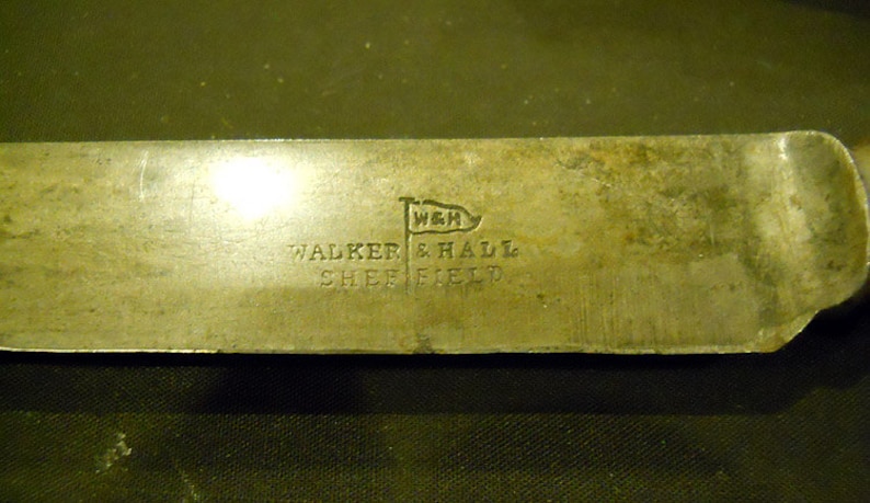 Antique Walker and Hall bone handled antique 1880/'s England Sheffield Serving Fork Carving Knife