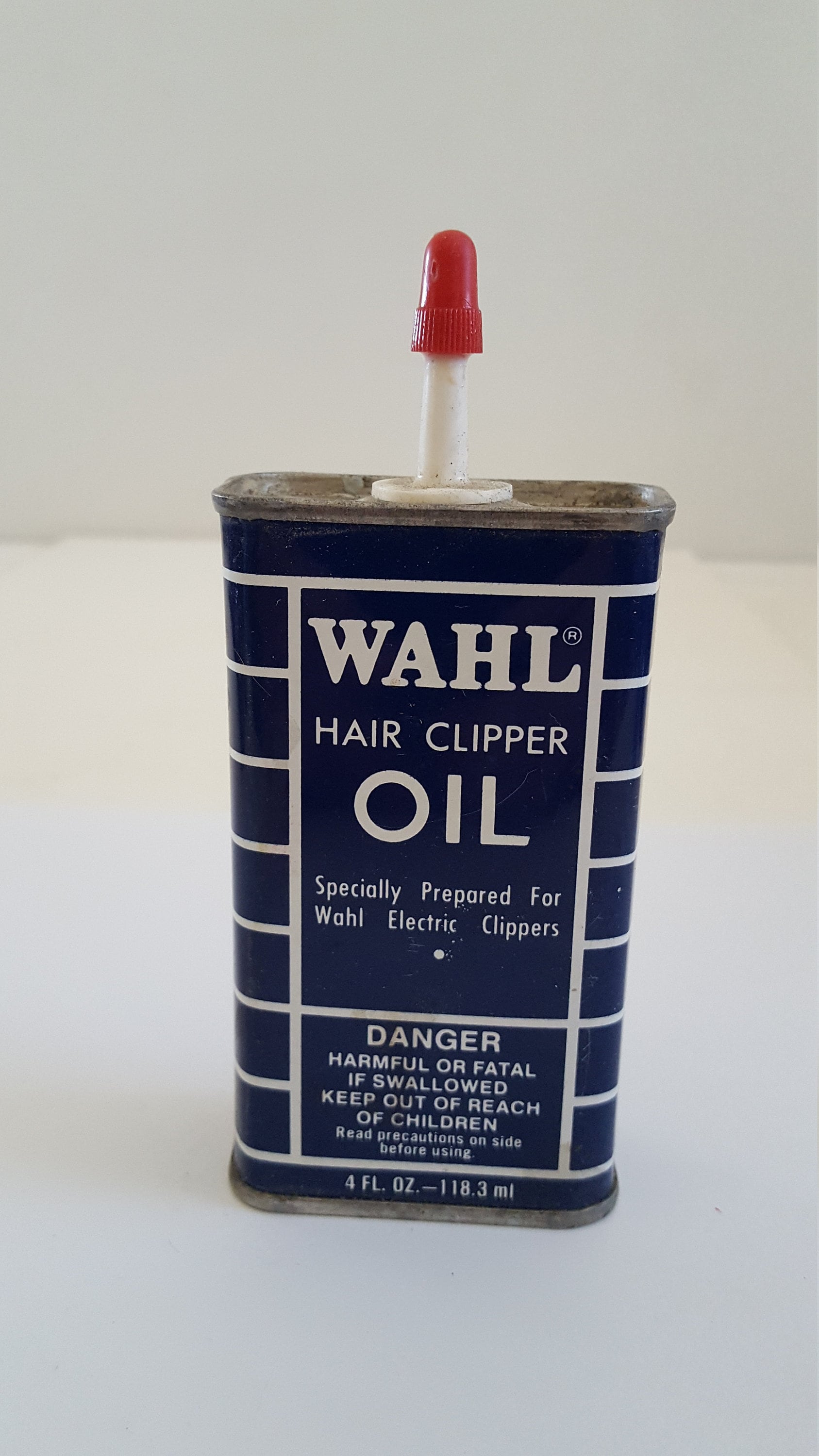 Vintage Circa 1960's Wahl Hair Clipper Oil Can, 4 Oz Size About 3/4 Full  Nice Condition -  Hong Kong