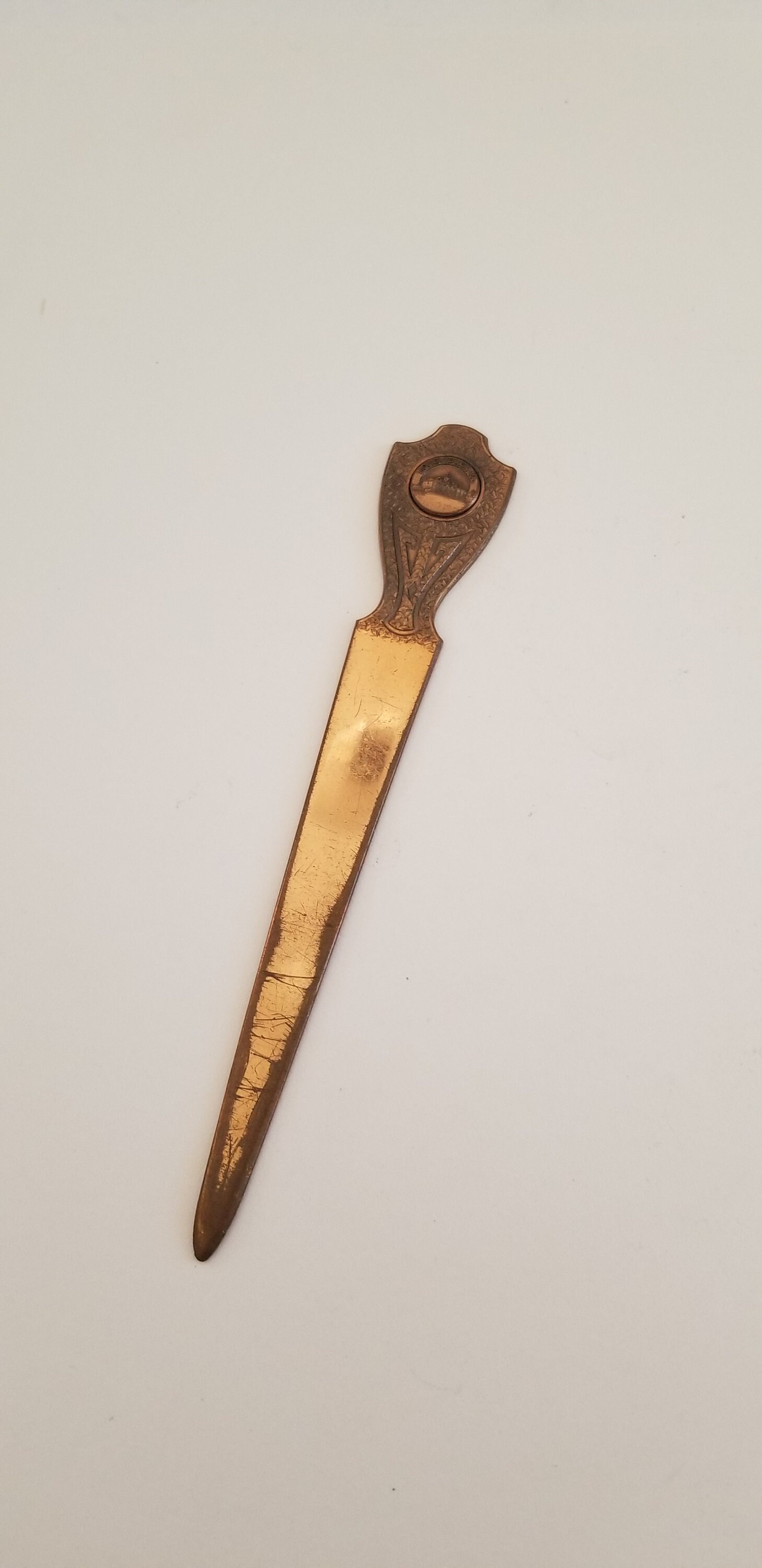 Vintage 1950's Souvenir Copper Letter Opener of Mt Vernon, George