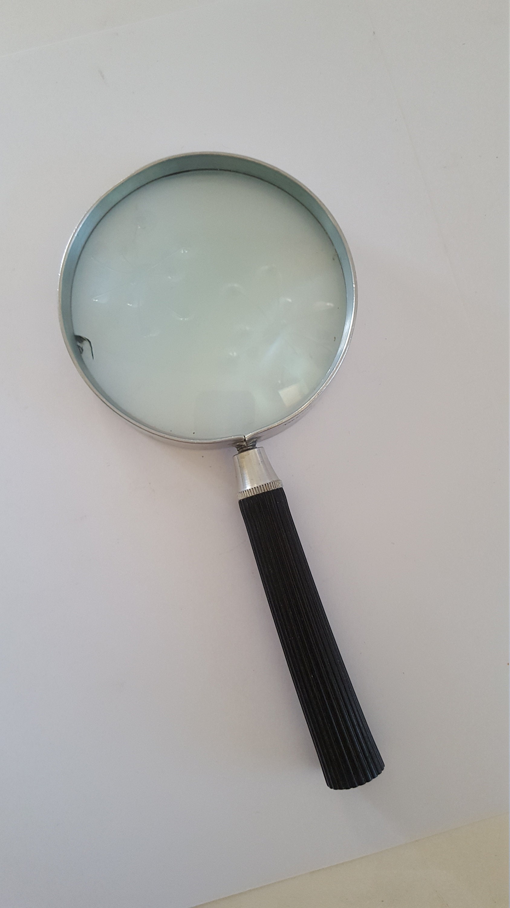 Vintage 1960's Pocket Magnifying Glass, Brown Plastic Covered Case