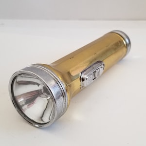 Vintage 1950&#39;s Brass Flashlight with Nickel Cap