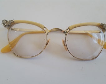 Vintage Eyeglasses 1940s Wire Rim Bottom Rimless Frames Made - Etsy