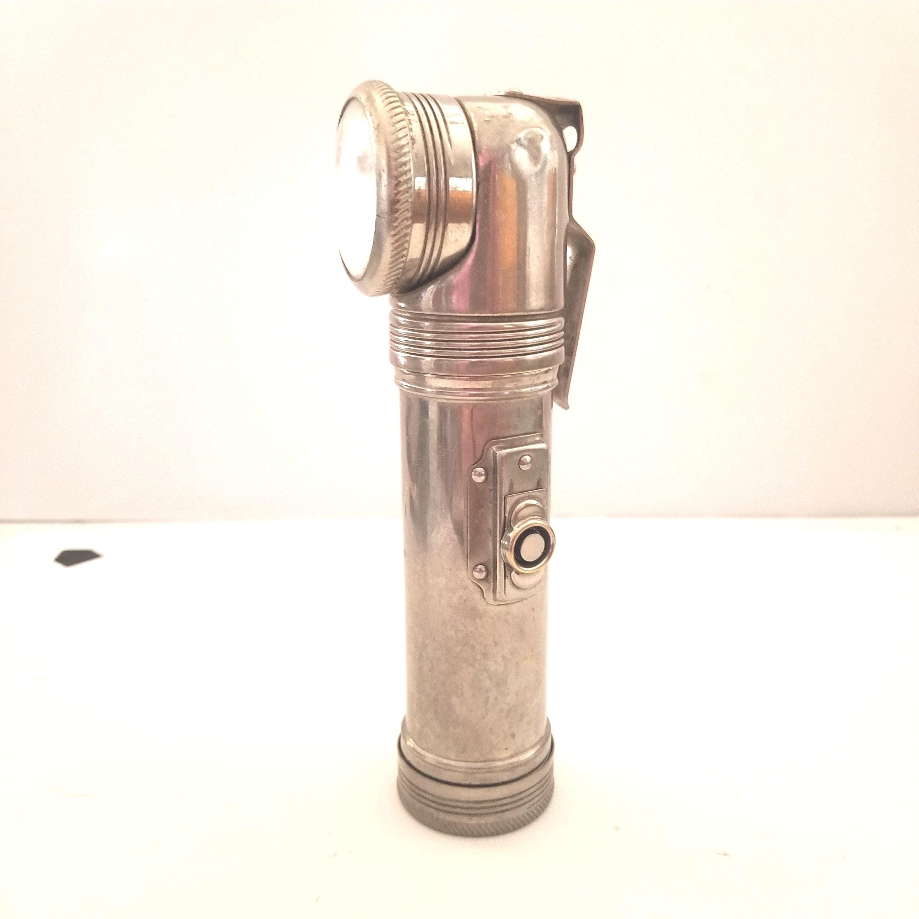 Vintage 1925 Eveready Industrial Flashlight: Right Angle Nickel