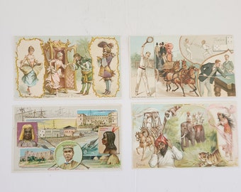 Antique lot of 4 Arbuckle Brothers advertising trade cards of World Countries from 1880's to 1890's excellent condition