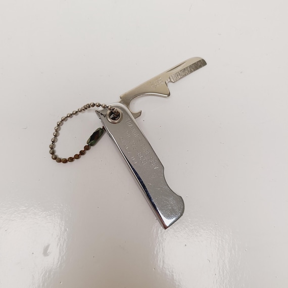 US Junk Keychain Tool ★ Vintage Vintage 1970's Keychain Knife/bottle Opener, Bassett. USA