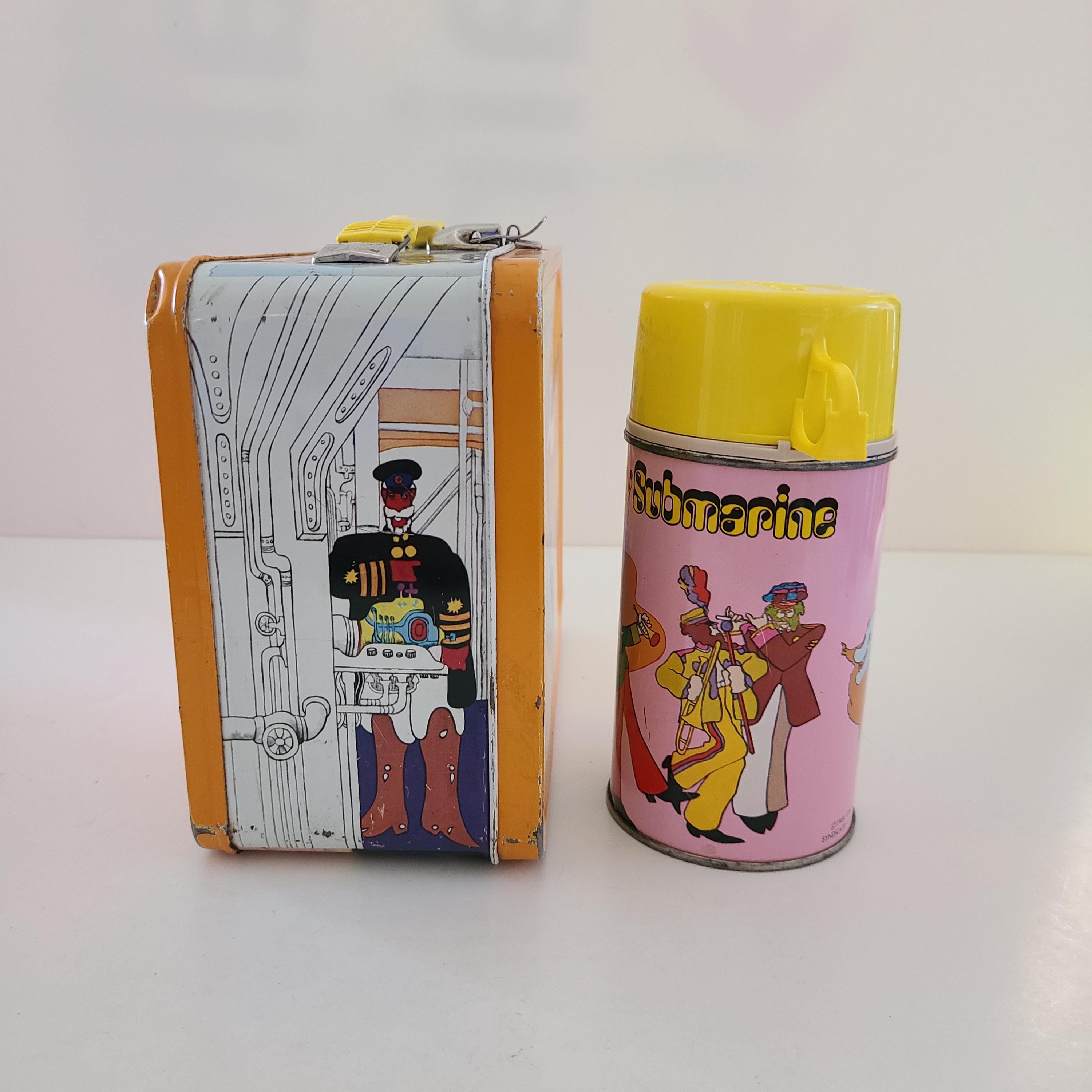Vintage 1968 Thermos Brand Beatles Yellow Submarine Lunchbox Kit