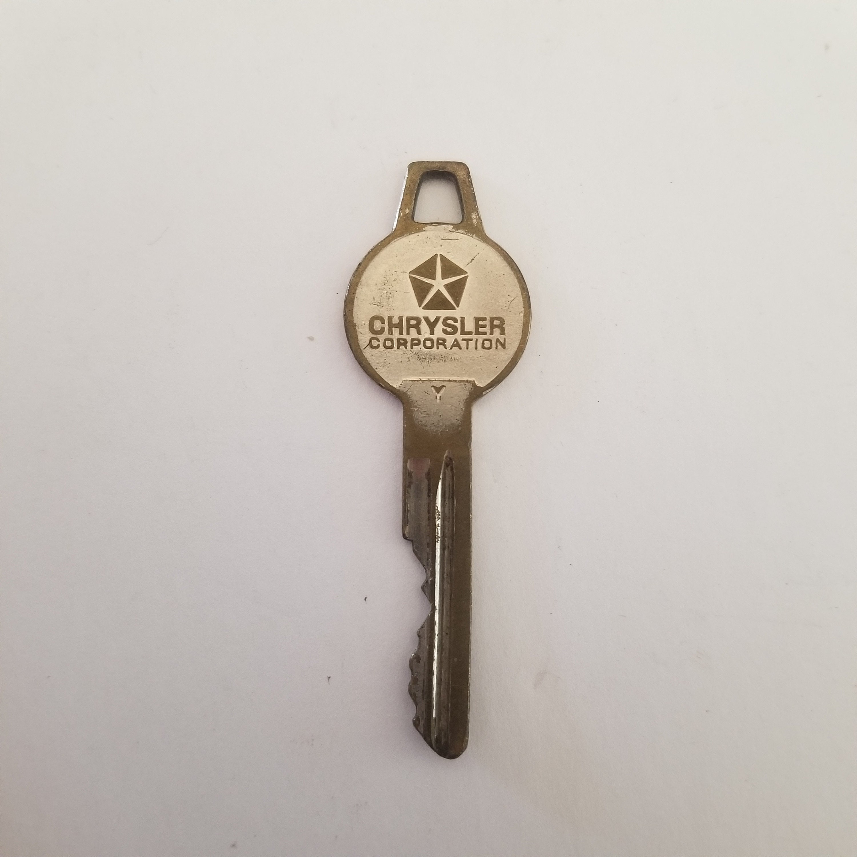 Vintage Circa 1960's Cut Chrysler Car Key, Worn Brass With Nice Double ...