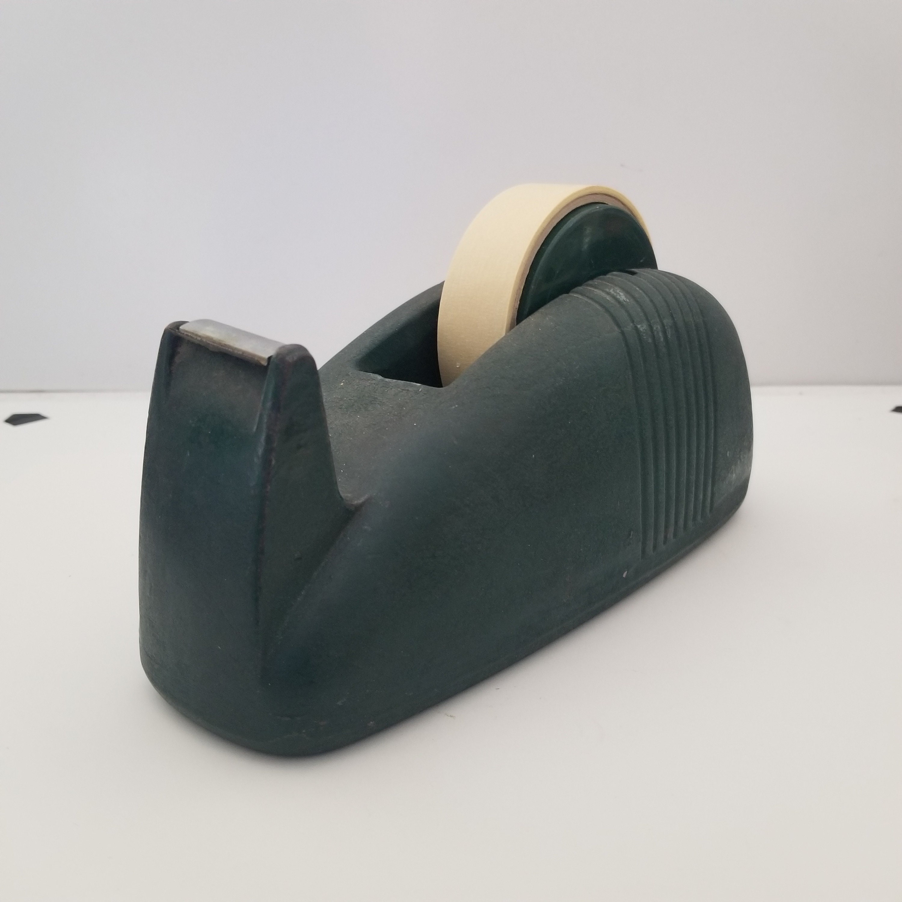 Vintage Green Cast Iron Tape Dispenser: Heavy Duty Industrial