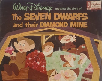 Vintage 1966 Disneyland Records LP album Walt Disney's story of The Seven Dwarfs and their Diamond Mine.