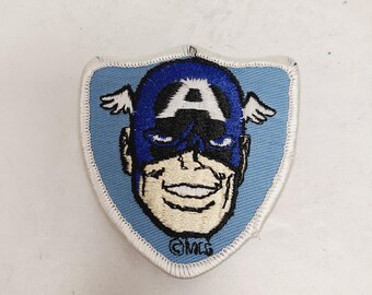 Parche bordado vintage de Marvel Comics de 1975, Capitán América, reverso de muselina