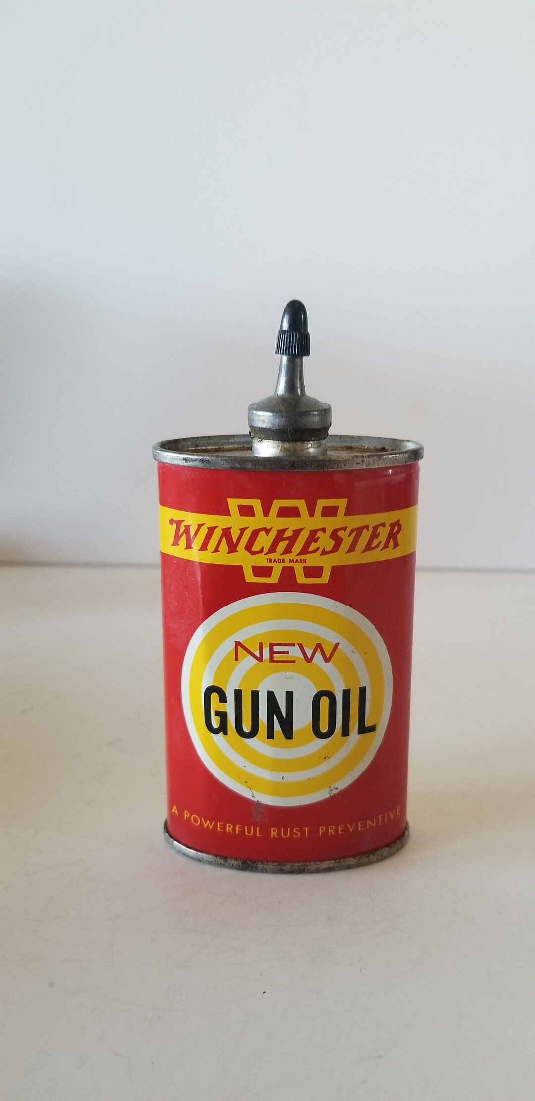 Vintage Circa 1950's Lead Top new Winchester Gun Oil Can, 3oz Size Near