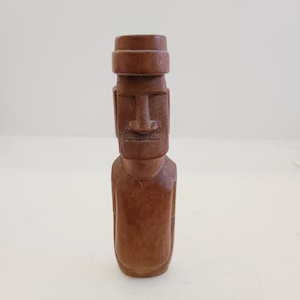 Vintage Wooden Moai Figure: Easter Island Souvenir