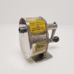 Vintage 1930s Chicago Apsco "Long Point" Pencil Sharpener: Spencer Printing Co Battle Creek Mich