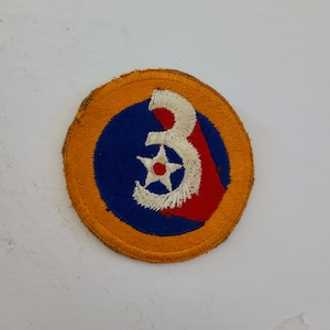Vintage embroidered 3rd US Army Air Corps unit patch. original worn condition with signs of use and handling