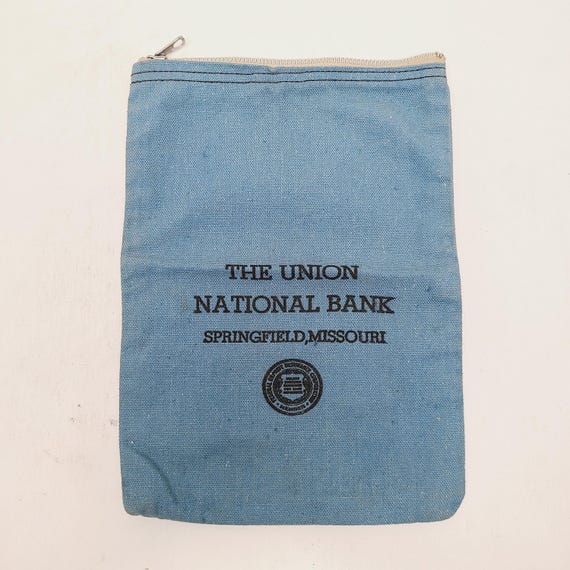 Vintage c1960's canvas zipper bank bag The Union National Bank Springfield Missouri