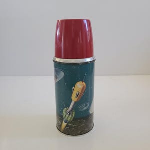 Vintage 1958 Holtemp Satellite Thermos: Space Race Sci-Fi Display