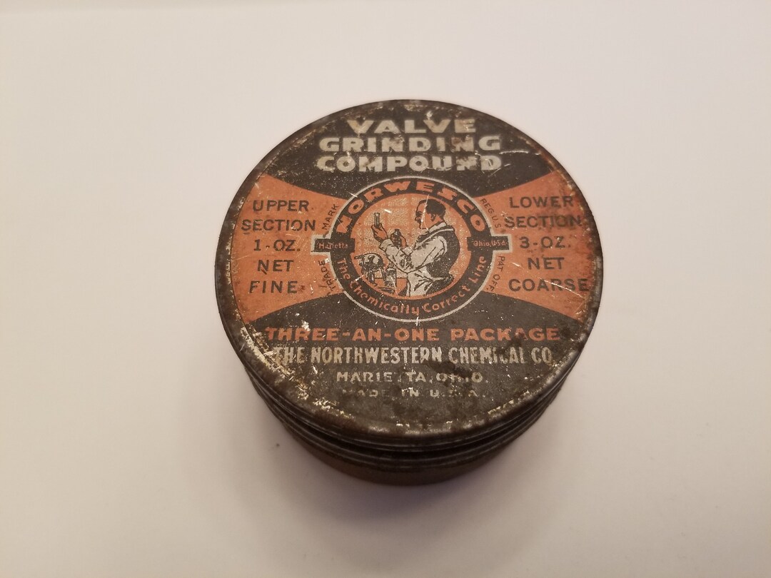 Antique Valve Grinding Compound Empty Tin Norwesco Nice but Worn
