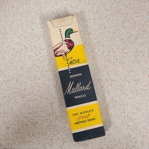 Vintage circa 1960&#39;s box of 10 Bonded Mallard 400 No.2 4/8 intermediate unsharpened pencils original box, good condition