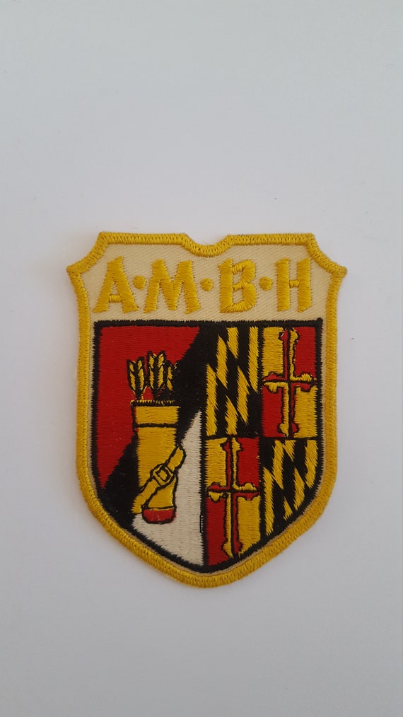 Vintage embroidered patch, 1960's, A•M•B•H with q… - image 1