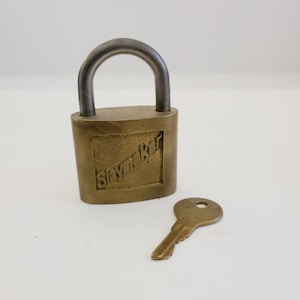 Vintage 1950s Slaymaker Brass Padlock with Key