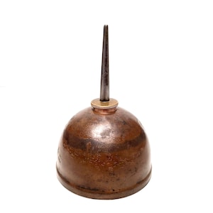 Vintage/antique H.A. Williams Mf&#39;g Co copper plated steel bell shaped clean thumb oiler, machine shop, great patina.
